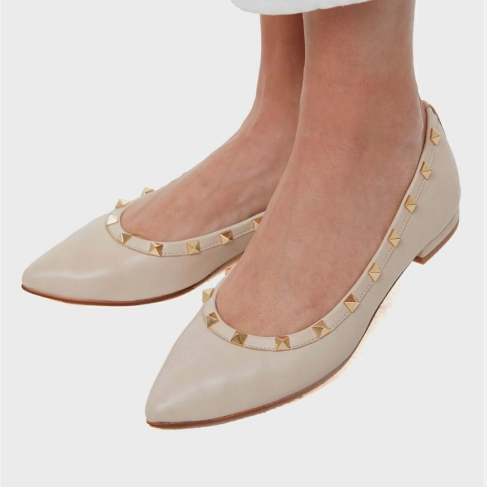 MIX NO 6 AMANDRA STUDDED POINTED TOE SLIP-ON WOMEN"S FLAT